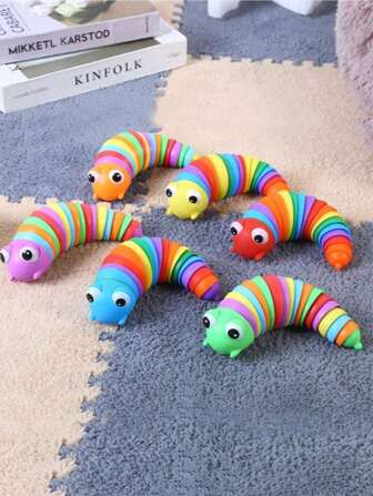 1/4 件随机颜色毛绒毛毛虫玩具，感官毛绒毛毛虫玩具，适合派对