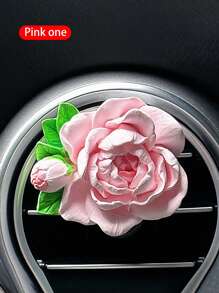 1pc Jasmine Flower Air Freshener, Car Air Vent Clip Decoration, High-End Interior Accessory, Air Conditioning Outlet Decoration, Pink, Yellow, Green Color, Floral Design