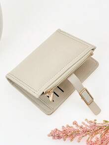 MINGYOU Short Snap Minimalist Wallet, Women's Young Fashion PU Zipper Wallet, Card Holder Wallet, Mini Wallet, Small Wallet, Cute Wallet, Men's Wallet, Leather - Apricot - View 1