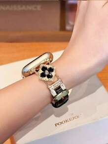 New Plum Blossom Leather Strap Compatible With 38/40/41/42/44/45/46/49mm Compatible With Apple Watch Strap Ultra/S10/9/8/7/6/5/4/3/2/1