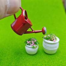 Miniatura de banco de parque realista para casa de muñecas, maceta de flores, fuego, decoración de madera y enredadera, accesorios para escena de sala de estar, exterior, dormitorio, modelo colgante de pared, escena del hogar en miniatura DIY, regalo coleccionable para aficionados y entusiastas de los pasatiempos