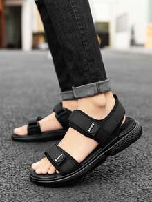 1 Pair Men's Soft Bottom Non-Slip Fashion Casual Sandals, Versatile Breathable Beach Shoes - Black - View 11