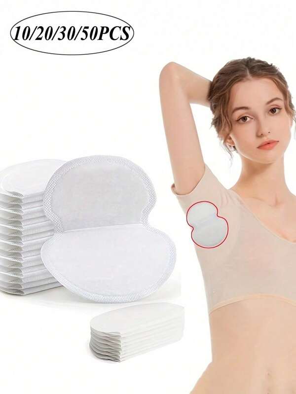 50/100 piezas Almohadillas desechables transpirables y absorbentes del sudor, parche mágico absorbente de sudor axilar, parche axilar universal para todas las estaciones, guardias lavables absorbentes de sudor, almohadillas antitranspirantes y a prueba de sudor, parche transpirable y absorbente de sudor invisible, portátil, accesorios de viaje, artículos de primera necesidad, esenciales de viaje