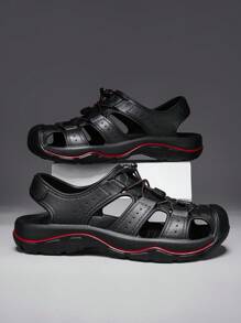 Herren Lässig Sandalen, Retro Sport Outdoor Strandsandalen, Synthetisches Leder & Mesh-Einsätze, Sommer