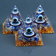 1pc Natural Crystal Lapis Lazuli Chip Evil Eye Sphere Ball Resin Orgone Pyramid Healing Gemstone Pebble Energy Rock Decor Holiday Gift
