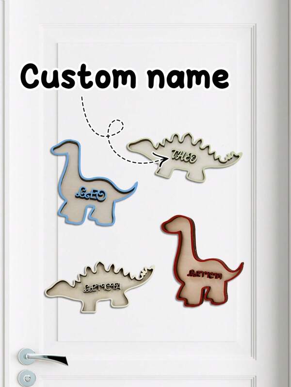 1pc Customizable Dinosaur Themed Door Plates - Personalized Name Letter Decorations For Boys Bedroom, Creative Kids Room Decorations, Gifts For Dinosaur Fans, Birthday Party, Wall Decorations, Multi-Purpose, Decorative, Mildew-Proof, Reusable, Cute, High Quality, Vintage, Colorful, Customizable, Unique, Ideal Gift For Him, Her, Son, Student, Daughter, Dining Room, Bathroom, Living Room, Bedroom, Office, Tea Room, School, Home, Bedroom Back To School