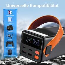 Power Bank 80000mAh,100W External Battery Laptop Portable Charger With Smart Screen Display, 100W Type C And 30W USB Ports Fast Charging, External Battery With SOS Lights, Office, Business, Travel, Power Failure, Camping, Outdoor, Shopping, Stable Polymer Lithium Battery. - Black - View 3