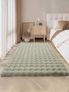 1 pieza Alfombra de tela de Velboa suave y verde, que no suelta pelusa y es fácil de limpiar, ideal para dormitorio, sala de estar, decoración tipo Ins, cómoda alfombra de decoración del hogar para dormitorio, sofá, mesa de café, vestidor, zona de tocador, habitación de tatami y talla grande.
