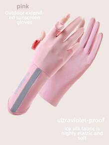 1 Set Multicolor Versatile Women Sunscreen Gloves, Ice Silk UV Protection Breathable Fingerless Driving Cycling Gloves