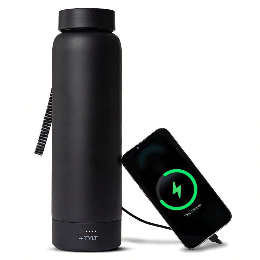 TYLT Wireless Charger 17 Oz Multicolor Stainless Steel Water Bottle With USB-C Input Charging Cable - Tylt Hydration Bottle as pic - View 1