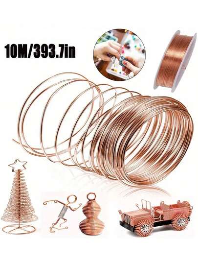 328ft 99.5% Pure Copper Wire, 0.1mm-1mm Thickness, Electroplated Finish, Ideal For Jewelry Making & Crafts, Bendable, Cuttable With Professional Wire Cutter