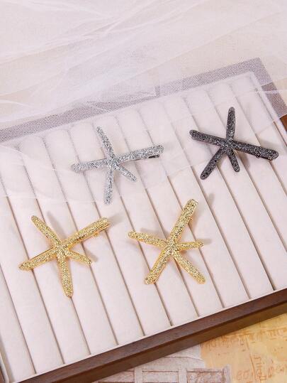 2/4/10 件时尚海星发夹，海洋主题装饰，适合海滩度假