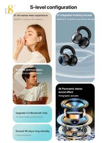 D8 Wireless Open Ear Headphone,Featuring C3 Clear Calling,Secure Earhook Sport Design, 5.4 Sport Earbuds With Earhooks For Long Time Playback With, Dual Mic Clear Call Sweat-Proof For Running Workout,Designed For Sports: Sport Headphones To Keep You Motivated,Compatible With Including Smartphones, Ipad, Laptop, Smartwatches, Etc.