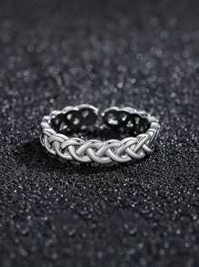 1 pièce Bague chaîne unique et ajourée pour homme, bague en alliage au look vintage usé tressé