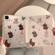 Magnetic Puppy Tablet Protective Case Compatible With IPad, Y-Fold Design With Pencil Slot, Compatible With IPad 2020/2021/2022 Pro 11 Inch, IPad 10th/11th Gen, IPad Air 4/5/6, Smart Sleep/Wake, Double-Sided Pattern, Anti-Bending Anti-Drop