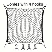 Universal Cargo Storage Net With Elastic Net And ABS Hooks, 27.5x27.5 To 41.3x41.3 Inches, Black Durable Polyester Storage Solution, Camper To Prevent Items From Falling, Flexible And Easy To Install, Universal Car Models, Trunk Accessories