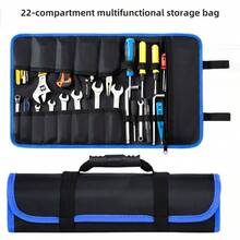 1 件套工具套件，22 口袋便携式紧凑型卷起工具包，多功能扳手工具存储，折叠袋，汽车维修工具套装，电工工具包，牛津布工具整理器 - 彩色 - 查看 10