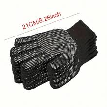 10/20pcs Unisex Anti-Slip Polyester Knitted Gloves | Breathable & Durable, Suitable For Cycling, Driving, Barbecuing | Machine Washable | Black Texture Grip Design | Outdoor Activities & Biking, Nylon Viscose Gloves Anti-Slip Durable Gardening Driving Labor Protection Thin Viscose Gloves