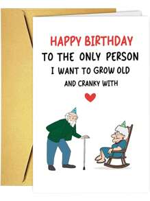 1Pc Funny Birthday Card For Husband Wife, Romantic Birthday Card For Men Women, Happy Birthday To The Only Person I Want To Grow Old And Cranky With, School Supplies,Back To School
