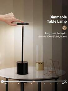 1 buc. Lampă de masă LED portabilă din metal cu senzor tactil, reglabilă în 3 culori, reîncărcabilă, potrivită pentru noptieră, camping, interior, exterior, terasă, sufragerie