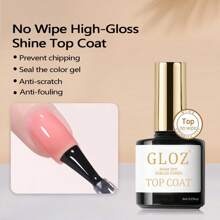 GLOZ Gel Nail Polish Top Coat- No Wipe Top Coat, High Gloss Shiny Long Lasting Top Gel For Clear Nail Gel And Acrylic Nails, For Home DIY And Nail SalonChristmas