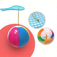 1pc Random Color Inflatable Bat Racket Game, Durable PVC Material, No Battery Needed, Suitable For Indoor/Outdoor Party, Family Game Night & Adult Outdoor Game | Vivid Party Accessory | Colorful Ball Design - Multicolor - View 4