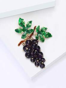 Fashionable Enamel Grape Brooch For Women Fruit Pin Suitable For Wearing With Dress, Suit, Hat, Shoes, Flower Scarf Banquet, Wedding, Summer Vacation, Jewelry