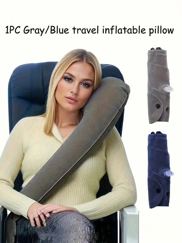 1 Pieza Almohada de viaje plegable simple, accesorio de viaje portátil y ligero para coche, avión y barco. ¡Almohada de cuello con soporte para el brazo! Soporta la cabeza, el Body y los brazos, brindando apoyo para inclinarse. ¡Sistema de sueño perfectamente equilibrado en cualquier lugar!