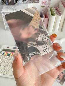 100pcs/50pcs透明无酸CPP保护套（56*87mm/63.5*88mm）高透明度明星收藏专辑保护膜、Kpop、照片保护套、保护膜、3英寸交易卡和全息电影相册胶水、透明塑料卡夹、便携式卡夹、高透明度卡夹、简易便携式PP卡夹、防刮小卡片保护膜、明信片保护双面膜、爆米花两种尺寸适用于明星专辑、银行卡、CD、照片、驾驶执照 - 彩色 - 查看 4