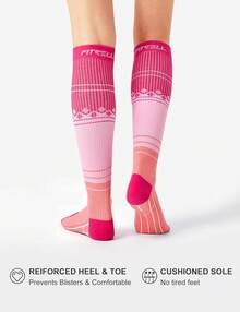 FITRELL 3 Pairs Compression Socks For Women And Men 20-30mmHg-Circulation Support Socks Halloween Christmas New Year - 粉色 - 查看 4
