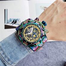 1pc Men's Quartz Watch, Large Dial Punk Style Joker Design, Date Display, Luminous, Stainless Steel Strap, Quartz Movement - Black - View 3