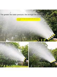 Multi-Nozzle Garden Hose Sprayer - Adjustable Spray Patterns For Lawn Care, Watering Vegetables & Flowers, Durable Plastic Design, Suitable For US Gardens, Stylish Black With Yellow Accents, High Efficiency Watering Tool