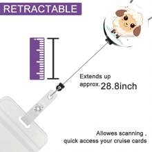 2 Packs Stretchable Sheep Pattern Lanyards & Waterproof ID Holders, Retractable Reel Badge Card Clips, Holiday Essentials & Basic Accessories
