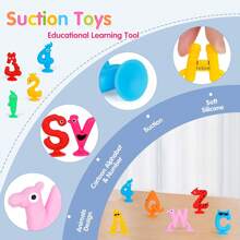 26 pièces Alphabet et 15 pièces Numéros, Jouets d'apprentissage lavables avec ventouses - Jeux interactifs d'orthographe et de comptage, Couleurs aléatoires