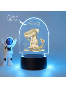 1 szt. Spersonalizowany prezent z 26 literami przedstawiającymi dinozaury i inne zwierzęta, idealny dla chłopców, dziewcząt lub przyjaciół. Lampka nocna LED z efektem świetlnym 3D, ciepłe światło, prezent urodzinowy, oświetlenie dekoracyjne, lampka biurkowa, oświetlenie nocne. Nadaje się na Walentynki, jako dekoracja walentynkowa. Wodoodporny, odporny na pleśń, modny.