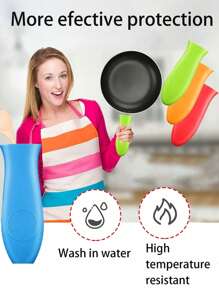 Épaisse housse de poignée en silicone pour poêles en fonte, poignée anti-dérapante et résistante à la chaleur, prise de poignée résistante aux hautes températures anti-brûlure, housse de poignée de poêle résistant à la chaleur pour ustensiles de cuisine en métal, poêles, casseroles en fonte, poêles, plaques, poignées d'ustensiles de cuisine en métal et en aluminium - manchon de préhension, housse de poignée