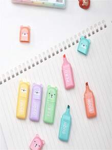 4-6PCS Mini Marcadores Fluorescentes, Marcadores Fluorescentes em Forma de Ursinho de Pelúcia, Marcadores Coloridos, Papelaria, Papelaria Bonita, Marcadores, Papelaria, Canetas, Marcadores Coloridos