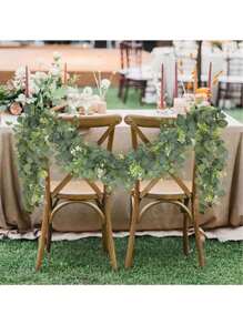 1/2/5 pièces, Guirlande de faux eucalyptus avec fleurs blanches, feuilles d'eucalyptus argent de 5,9 pi/180 cm Gypsophila, Vignes vertes artificielles pour décoration de mariage, fête, manteau, chemin de table, maison, bureau, décoration d'été