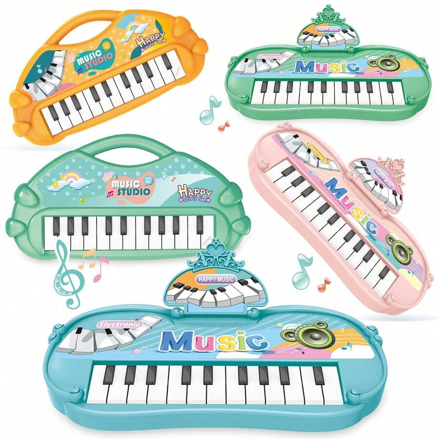 1pc Children's Educational Electronic Piano Toy, 13-Key Simulated Piano Instrument, Portable Cartoon Kids' Music Piano Suitable For Early Education, Gifts For Boys And Girls