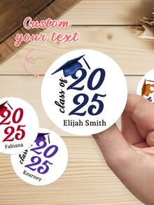 Etiquetas personalizadas para regalos de graduación - Etiquetas de regalo Clase de 2025 - Etiquetas de felicitación redondas para graduación - Etiquetas personalizadas para recuerdos de fiesta de graduación, Etiquetas para recuerdos de fiesta de graduación, Etiquetas para recuerdos de fiesta de graduación, Etiquetas personalizadas para recuerdos de fiesta de graduación, Clase de 2025 - Multicolor - Ver 7