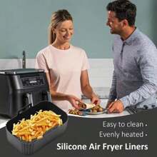 1 pièce/2 pièces Doublures en silicone FlexiBake Pro pour friteuse à air - Plaque de cuisson universelle antiadhésive pour Foodi/Dual DZ201/Cosori, résistante à la chaleur jusqu'à 260°C et lavable au lave-vaisselle, tapis rectangulaire réutilisable pour rôtir, frites, légumes - Accessoires de cuisine sans odeur pour la maison, le camping, le restaurant