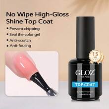 GLOZ 15ML 凝胶指甲油面漆 - 无需擦拭面漆，高光泽持久面漆，适用于透明指甲油和水晶指甲，适合家庭 DIY 和美甲沙龙 - 無色 - 查看 3
