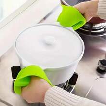 1 paire de Maniques en silicone - Gants de cuisine résistants à la chaleur avec prise antidérapante, convient pour la cuisine, la cuisson, les ustensiles de cuisine | Produits de cuisine vibrants - Dispositif de préhension de bol antidérapant (vert)