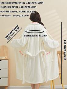 1pc Extra Soft Microfiber Bath Robe For Women (L-Standard Size), Lace Trim Bathrobe, Multiple Colors Available, Couples Style, Absorbent Warm And Soft, Suitable For Student Dormitory - Multicolor - View 4