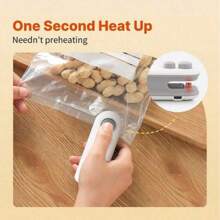 Portable Snack Sealing Machine, Manual Plastic Bag Sealer, USB Chargeable, 150mAh Lithium Battery, Compact Kitchen Food Service Equipment