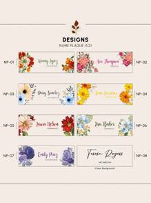 Custom Acrylic Desk Name Plaque - Perfect Employee Appreciation Gift For Boss, Colleague, Teacher Daily Office Essentials, Flower Design, Marble Design, Teacher's Day Gift, Floral