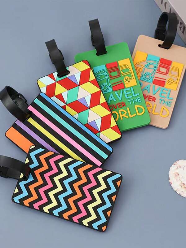 5pcs/1pc Simple And Fashionable Pattern Luggage Tags, Lightweight Luggage Luggage Tags, Travel Accessories, Luggage Identification Tags, Airplane Boarding Tags, Travel Carrying Identification Tags, Luggage Tags, Travel Accessories, Travel Essentials, Beach, Summer Vacation, Must-Have For Back-To-School Trips (Multiple Sets Are Random Styles)