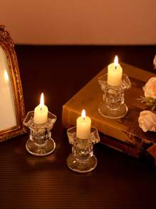 1Pc/1Set Glass Candle Holders, Hexagonal Candle Holders, Natural Crystal Design Candlestick Holders, Suitable For Home Tabletop Decoration, Candle Centerpieces, Wedding Decorations, Romantic Valentine's Day Dinner Candle Bases, Birthday Parties, Festivals,Outdoor Courtyard Decoration, Office Desktop Decoration, Aromatherapy Candle Cups, Candlelight Dinner, Room Atmosphere, Suitable For Weddings