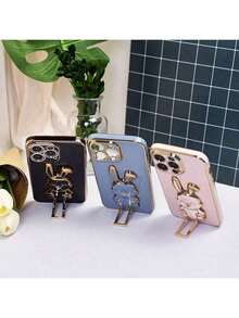 Cute Cartoon Folding Rabbit Ear Shock-Absorbing TPU Foldable Kickstand Phone Case, Compatible With IPhone 17/6/7/8/X/XS/XR/11/12/13/14/15/16, Galaxy, Redmi, Honor, HW, OPPO, Realme, Moto, Inf - Black - View 5