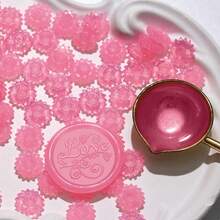 100 Stück/Packung durchsichtige Siegelwachsperlen, sonnenblumenartige durchsichtige Siegelwachsperlen für Umschläge, Hochzeitseinladungen, Geschenkverpackung und andere Siegelzwecke, Schulbeginn, Schulmaterial - 100 halbtransparente Sonnenblumenkerne - Übersicht 25